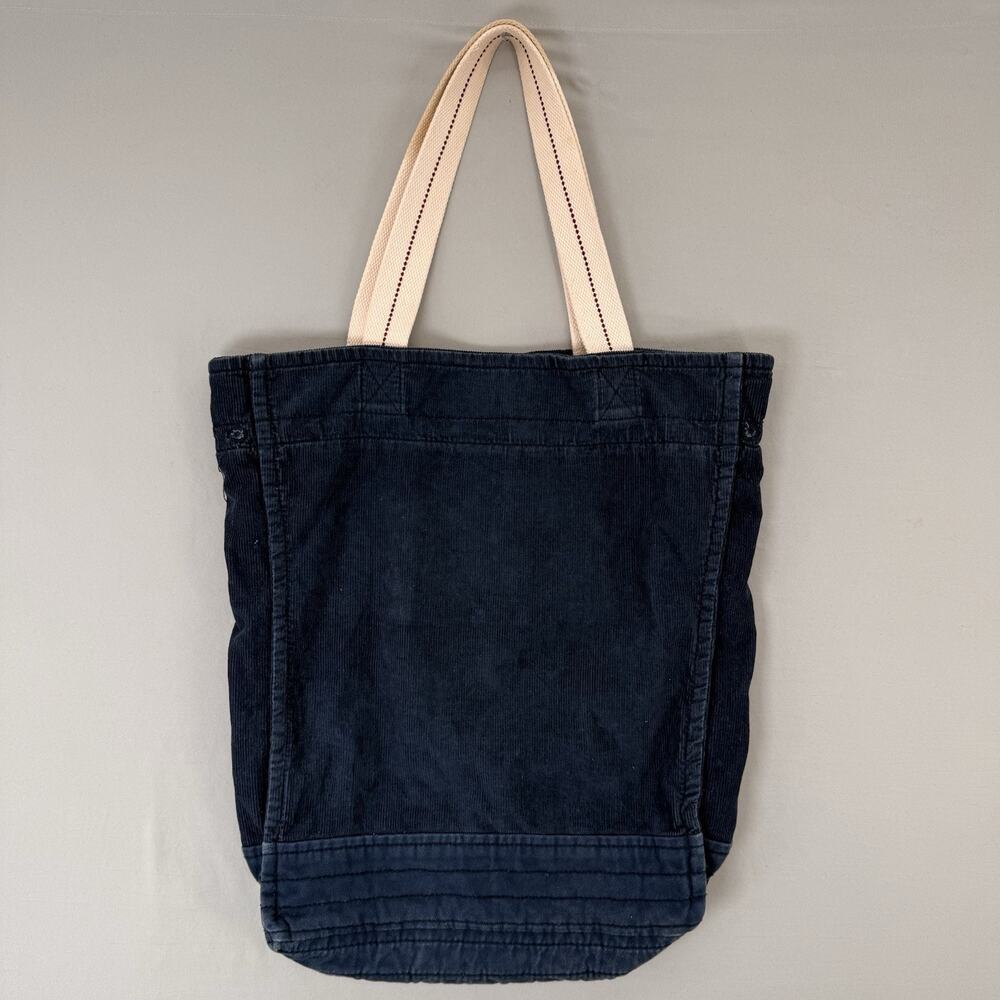 Hollister Dark Blue Corduroy 100% Cotton Y2K Shoulder Bag Seagull Logo Daily Bag - Picture 4 of 8